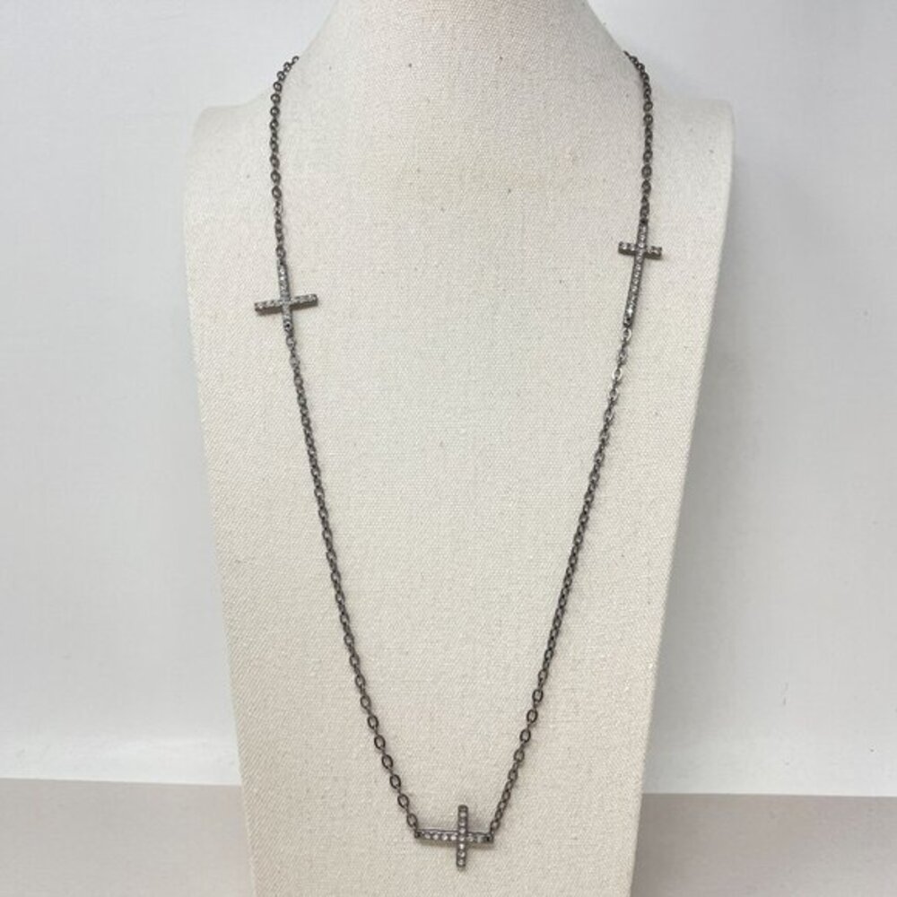 Long Cross Necklace‎ Black Goth Whimsigoth Spirituality Minimal